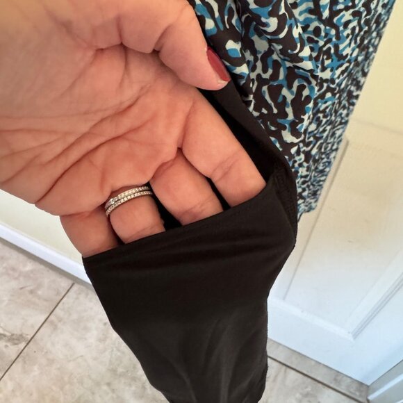 Athleta Infinty Dress Blue And Black Print Lined Racer Back Mini Dress XL NWT - Picture 9 of 10